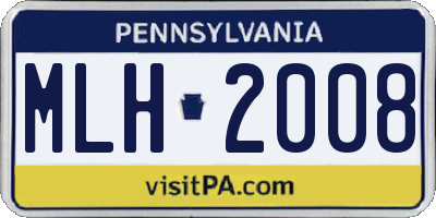 PA license plate MLH2008