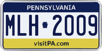 PA license plate MLH2009