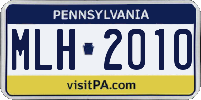 PA license plate MLH2010