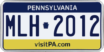 PA license plate MLH2012