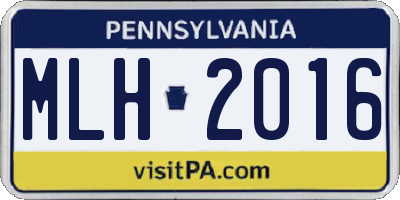 PA license plate MLH2016