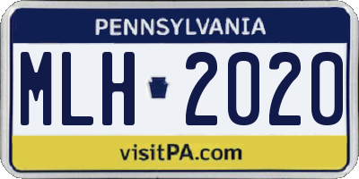 PA license plate MLH2020