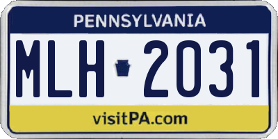 PA license plate MLH2031