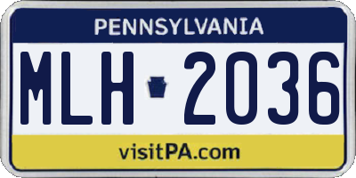 PA license plate MLH2036