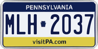 PA license plate MLH2037