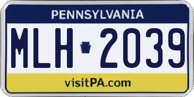 PA license plate MLH2039