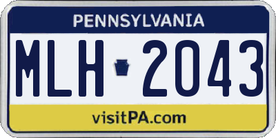 PA license plate MLH2043