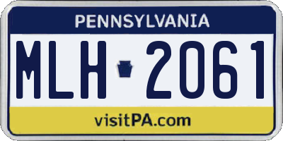 PA license plate MLH2061