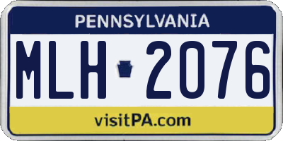 PA license plate MLH2076