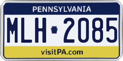 PA license plate MLH2085