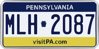 PA license plate MLH2087