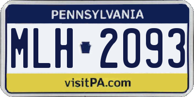 PA license plate MLH2093