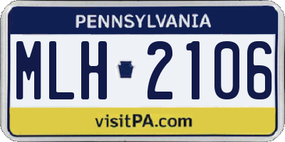 PA license plate MLH2106