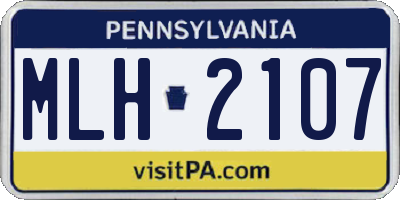 PA license plate MLH2107