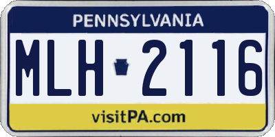 PA license plate MLH2116
