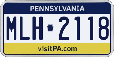 PA license plate MLH2118