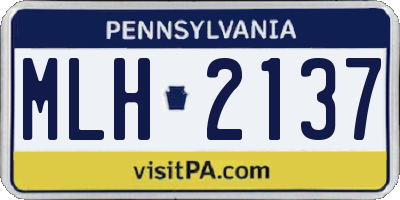 PA license plate MLH2137