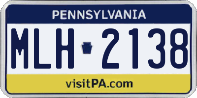PA license plate MLH2138