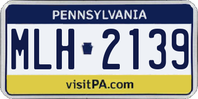 PA license plate MLH2139