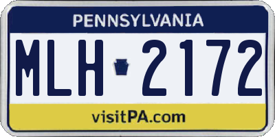 PA license plate MLH2172