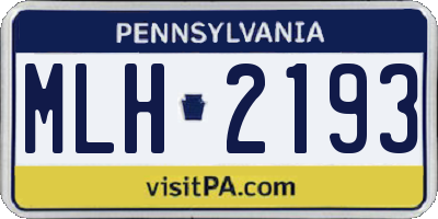 PA license plate MLH2193