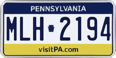 PA license plate MLH2194
