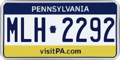 PA license plate MLH2292