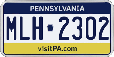 PA license plate MLH2302