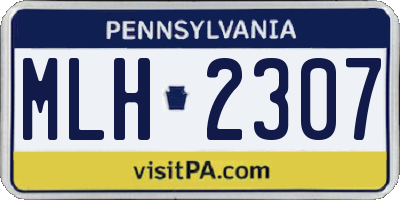 PA license plate MLH2307