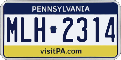 PA license plate MLH2314