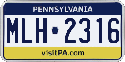 PA license plate MLH2316