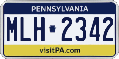 PA license plate MLH2342