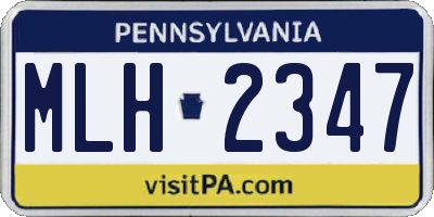 PA license plate MLH2347