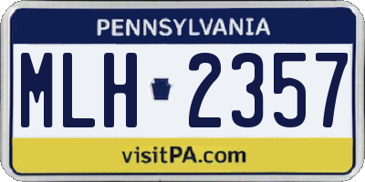 PA license plate MLH2357