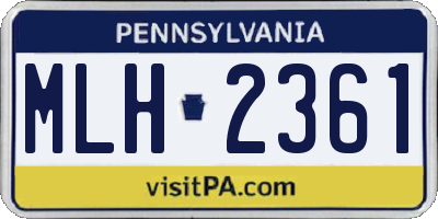 PA license plate MLH2361
