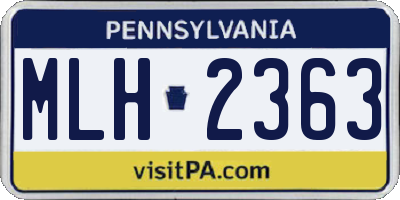 PA license plate MLH2363