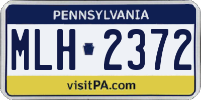 PA license plate MLH2372