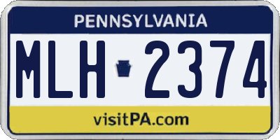 PA license plate MLH2374