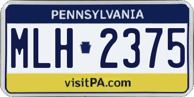 PA license plate MLH2375