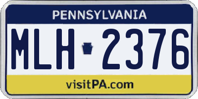 PA license plate MLH2376