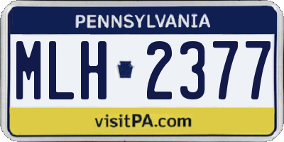 PA license plate MLH2377