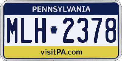 PA license plate MLH2378