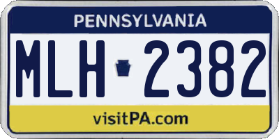 PA license plate MLH2382