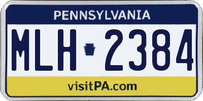 PA license plate MLH2384