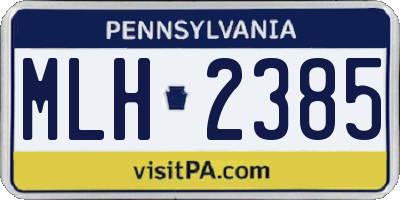 PA license plate MLH2385