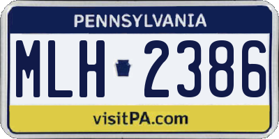 PA license plate MLH2386