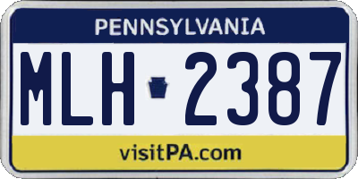 PA license plate MLH2387