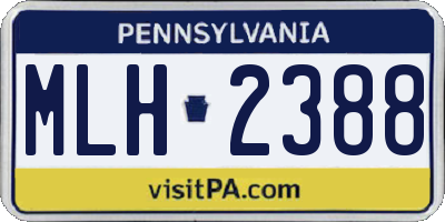 PA license plate MLH2388