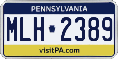 PA license plate MLH2389