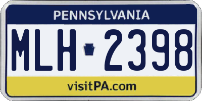 PA license plate MLH2398